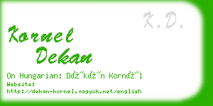 kornel dekan business card